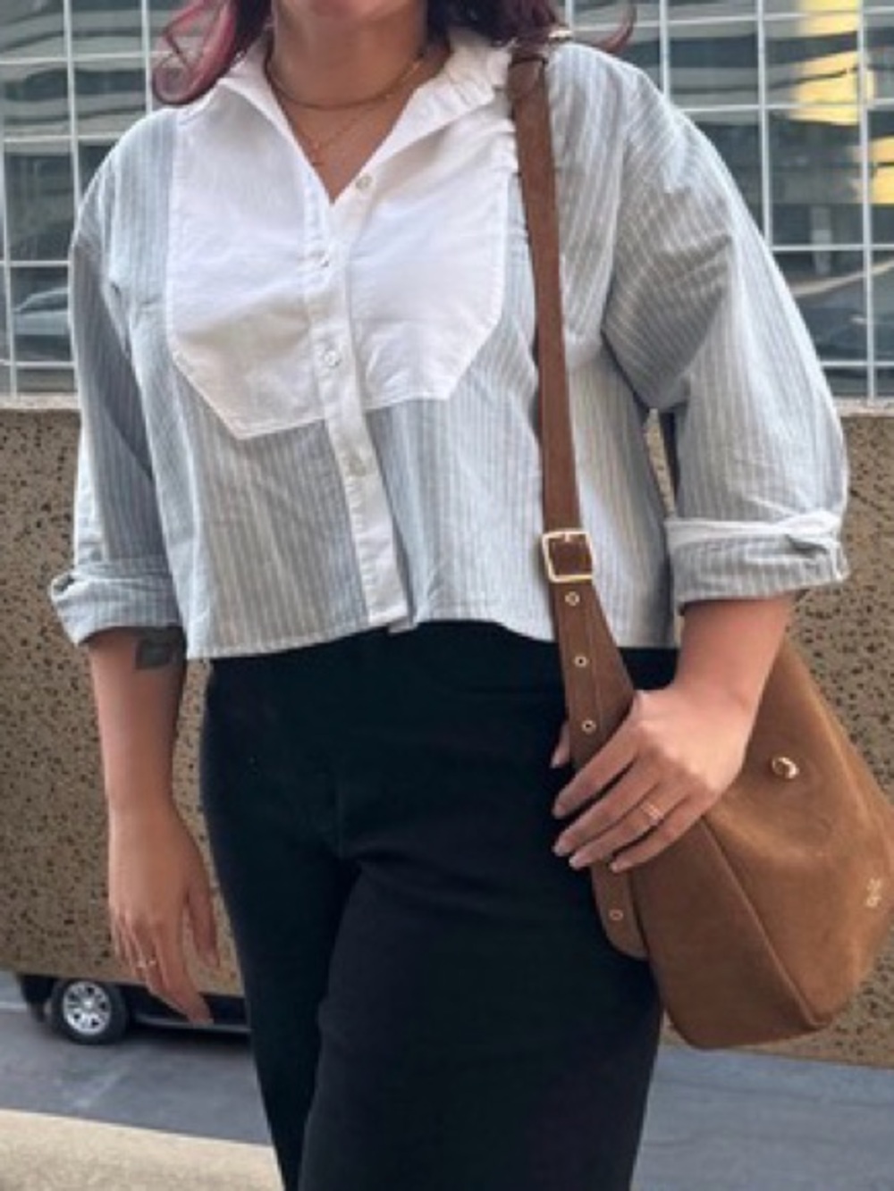 Madewell White Bib Striped Button-Front Top